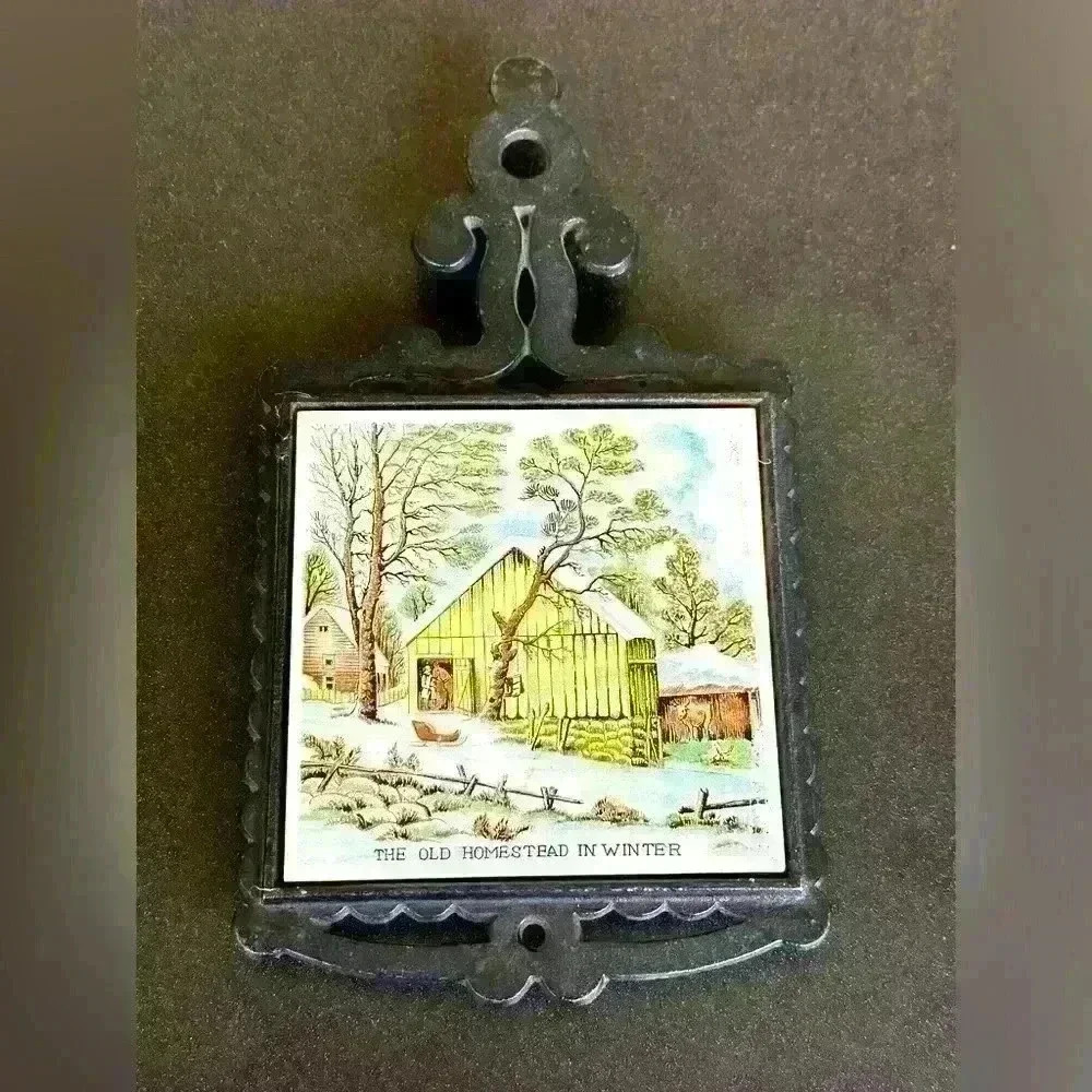 Vintage trivet. Made in Japan. Homestead in winter. Stove top. Pot holder